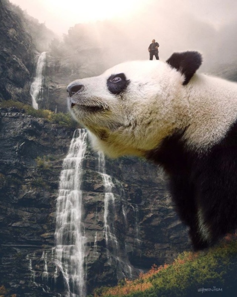12 Editan foto surealis manusia berhadapan hewan raksasa, bikin kagum