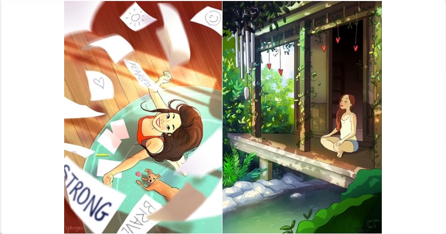 12 Ilustrasi gambarkan keseharian cewek ini bukti sendiri bisa happy