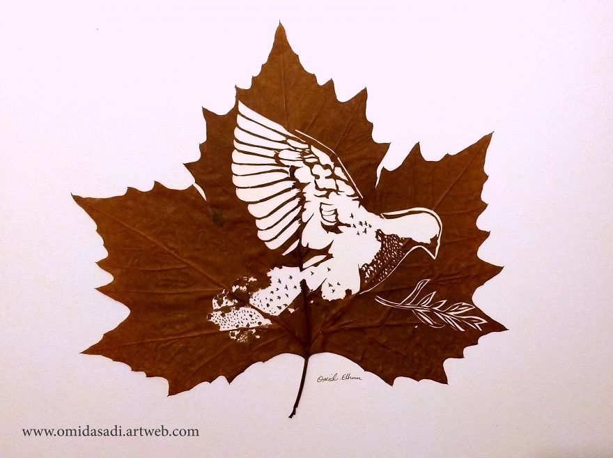 10 Karya seni ukiran daun  ini bikin pangling detailnya 