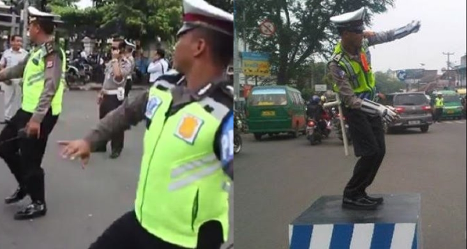 5 Aksi polisi tertibkan lalu lintas sambil berjoget ini unik banget