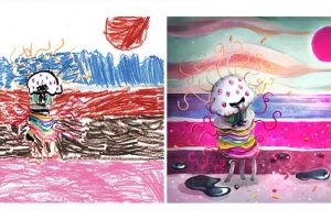 Seniman ubah 14 gambar karya anak-anak ini jadi ilustrasi keren 