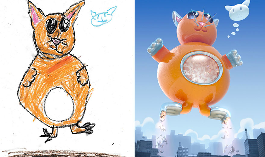 Seniman ubah 14 gambar karya anak-anak ini jadi ilustrasi keren 