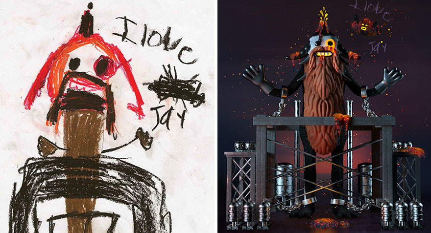 Seniman ubah 14 gambar karya anak-anak ini jadi ilustrasi keren 