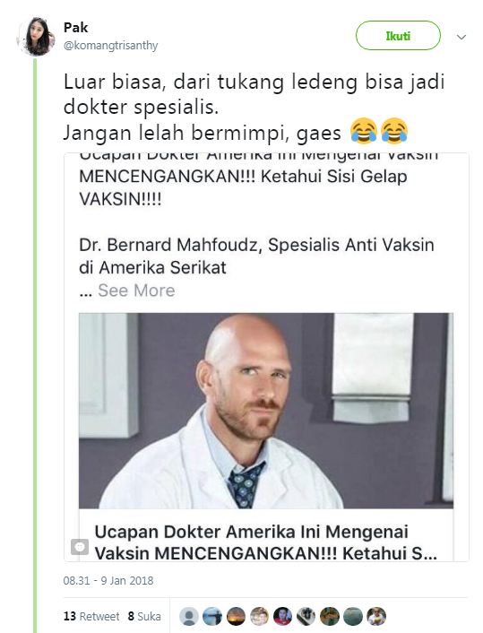 Ramai dokter vaksin yang ternyata bintang porno, ini reaksi warganet