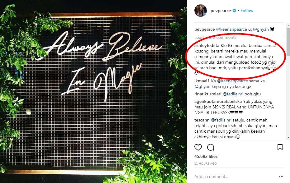 Keenan & Gianni kosongin akun Instagram usai nikah, warganet penasaran