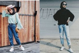 Gaya OOTD high waist jeans ala 7 selebgram hijabers, stylish dan sopan