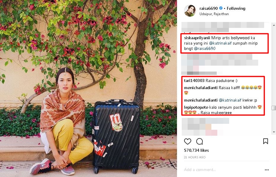 Traveling ke India, gaya Raisa dikomentari mirip 3 seleb Bollywood