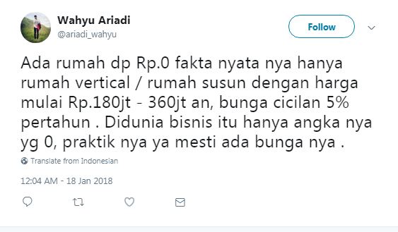 10 Respons warganet tanggapi realisasi Rumah DP 0%, penuh perdebatan