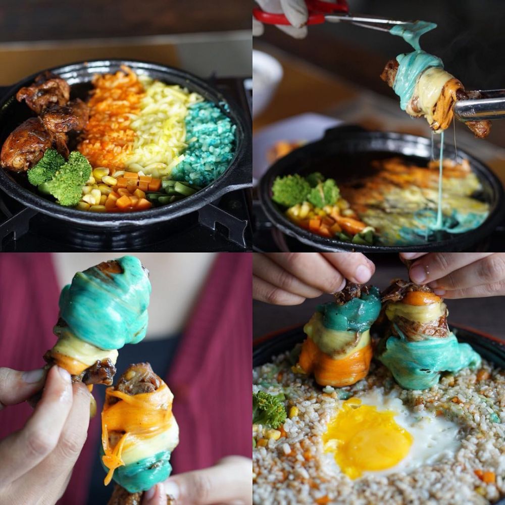 Lagi ngehits, begini tampilan ayam gulung mozarella warna-warni 