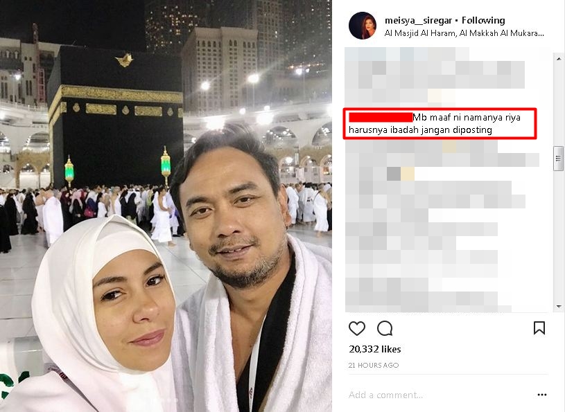Pamer foto umrah bareng suami, Meisya Siregar dianggap riya