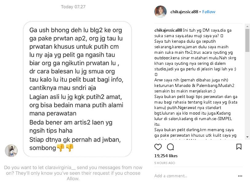 Disebut kulit putihnya beda, Chika Jessica ungkap rahasia perawatannya