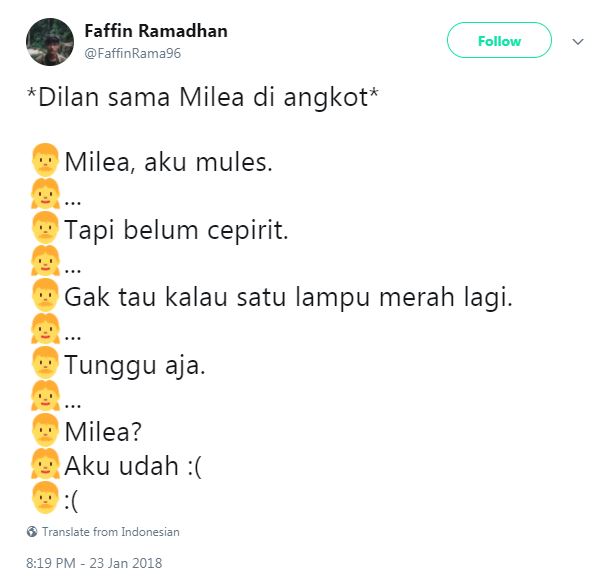 10 Dialog imajiner Milea-Dilan ini bikin kamu nyengir-nyengir sendiri
