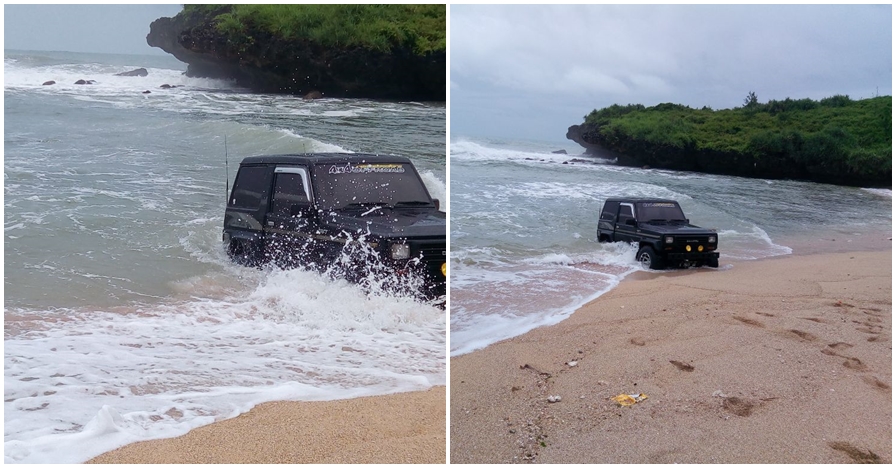 Aneh tapi nyata, mobil masuk laut di Pantai Krakal Jogja