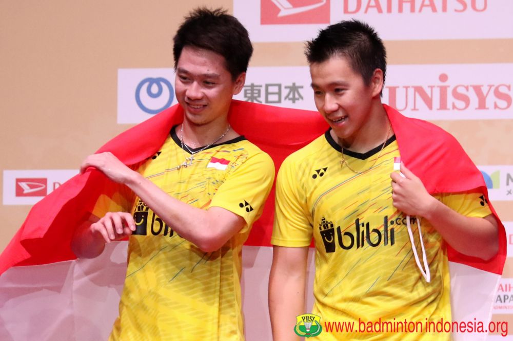 Pakai jersey kuning, Marcus/Kevin tak terkalahkan di 5 partai final