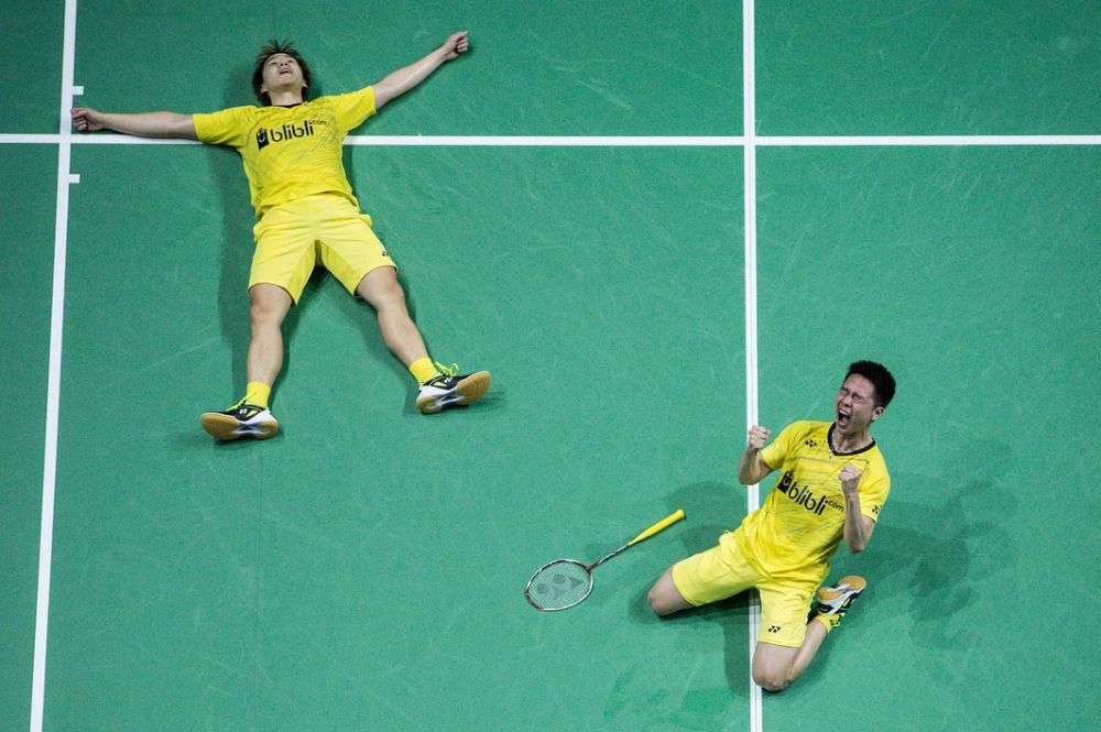 Pakai jersey kuning, Marcus/Kevin tak terkalahkan di 5 partai final