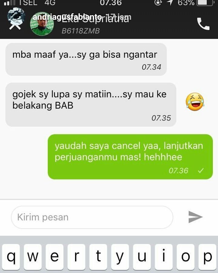 10 Jawaban pesan driver ojek online ini ngeselin tapi bikin ngakak