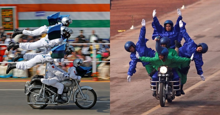 8 Aksi akrobat polisi wanita di atas motor ini bikin jantung deg-degan