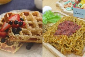 Yuk intip cara membuat waffle mi, kreasi unik dari mi instan