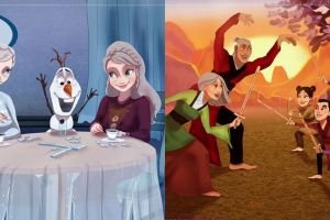 8 Ilustrasi gambarkan masa tua Putri Disney dan keluarga, kreatif