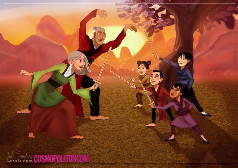 8 Ilustrasi gambarkan masa tua Putri Disney dan keluarga, kreatif