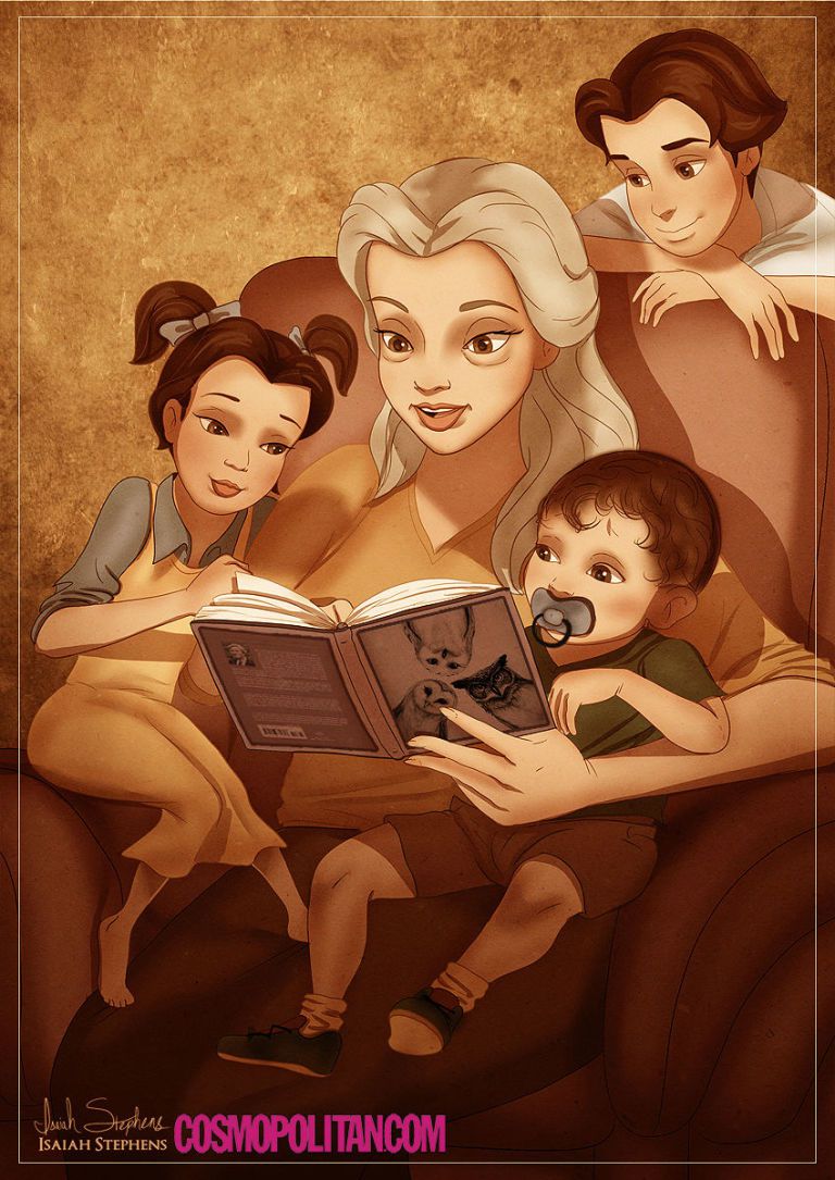 8 Ilustrasi gambarkan masa tua Putri Disney dan keluarga, kreatif