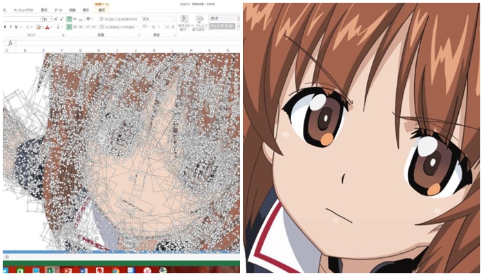 8 Karakter anime ini dibuat pakai Microsoft Excel, hasilnya keren abis