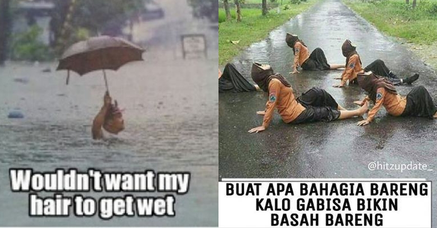 10 Meme 'kenangan saat hujan' ini kocaknya bikin pengen basah-basahan