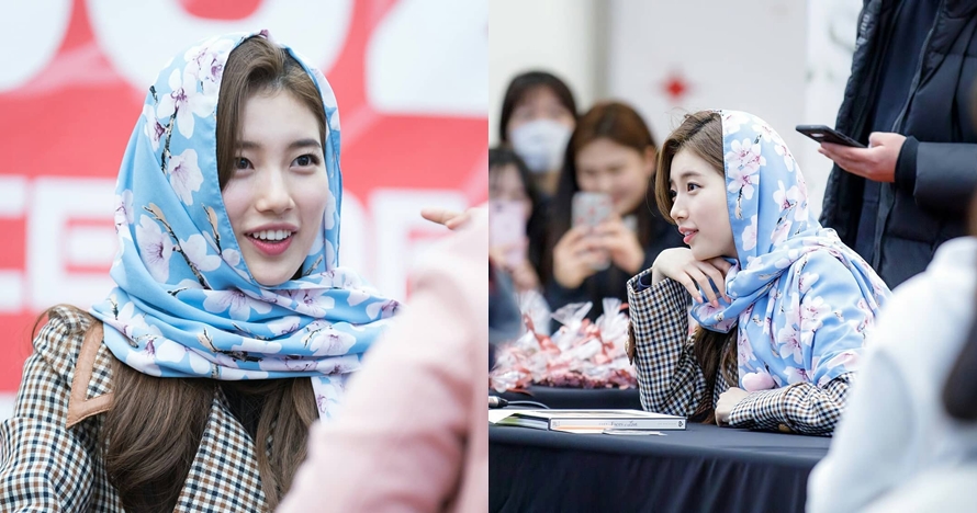 6 Potret cantiknya Bae Suzy kenakan hijab pemberian fans Indonesia