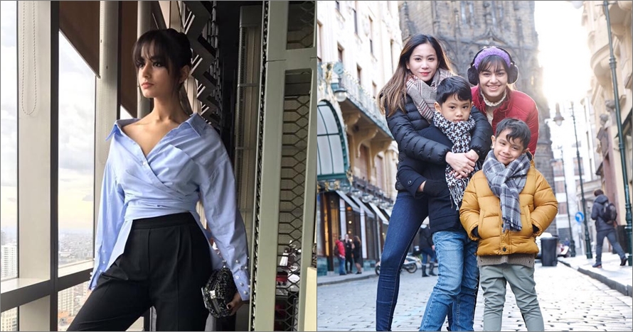8 Potret kedekatan Bunga Zainal & anak tirinya, kayak kakak-adik
