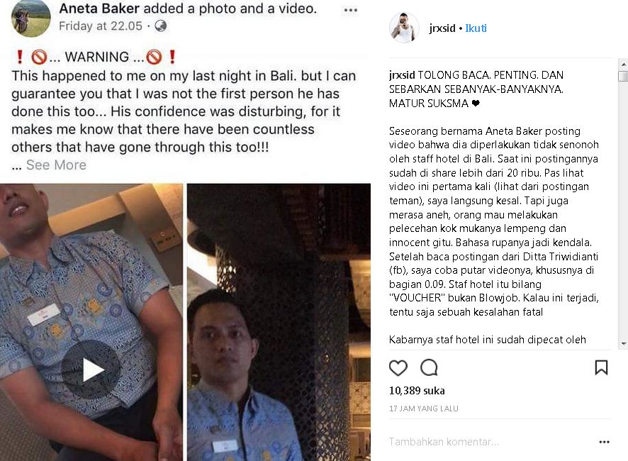 Viral turis dilecehkan, Jerinx SID posting dukungan untuk staf hotel