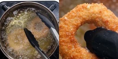 Yuk intip cara mudah bikin mozarella onion rings yang lumer di mulut