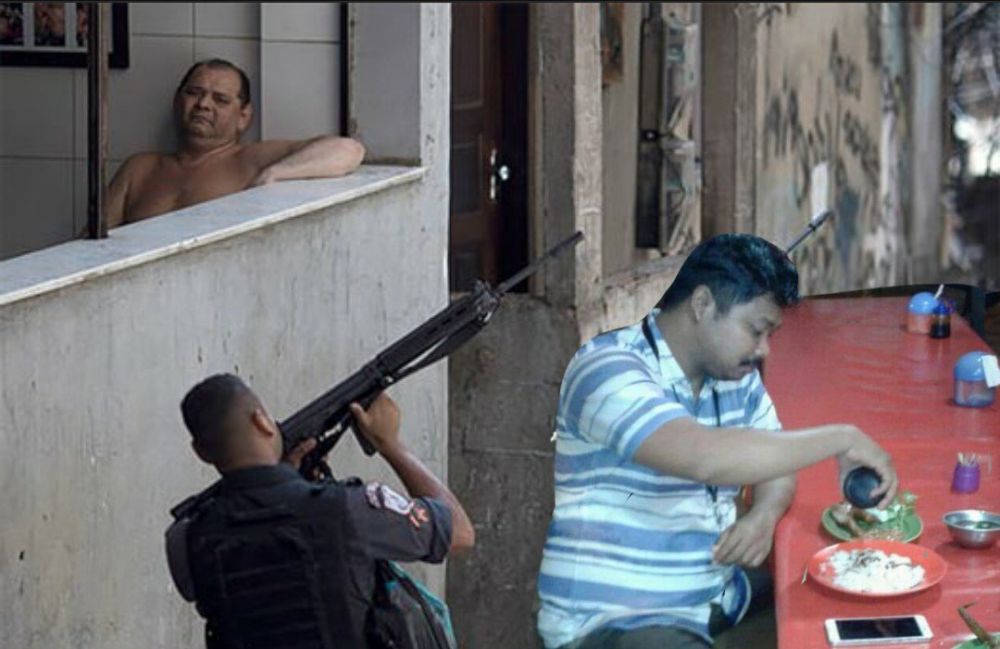 10 Meme pria makan pecel lele di tengah banjir ini ngeselin tapi kocak