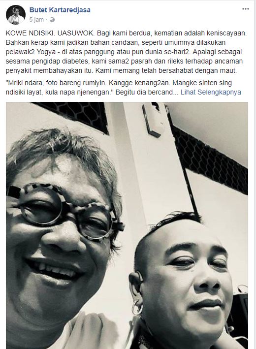 Komedian Gareng Rakasiwi meninggal, dunia seniman Tanah Air berduka