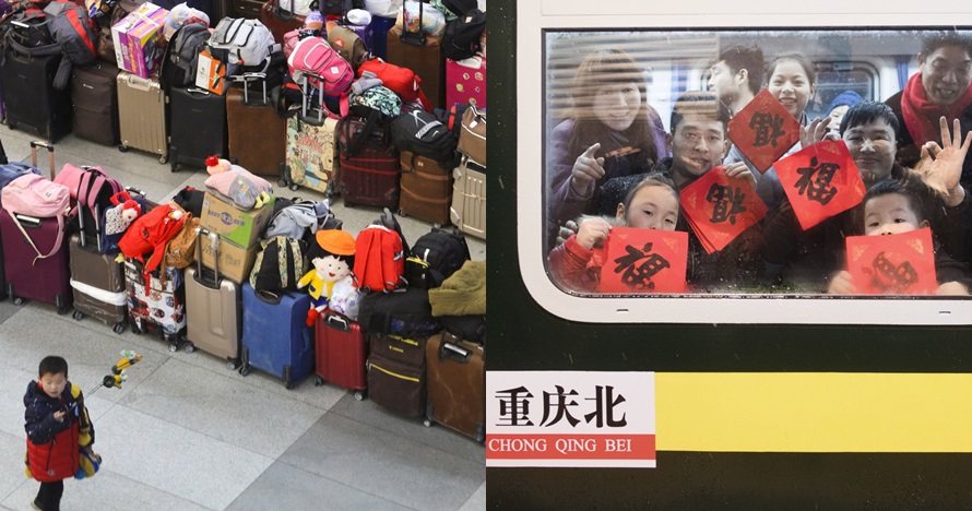 10 Foto suasana mudik sambut Imlek di China, ada antrean tas & koper