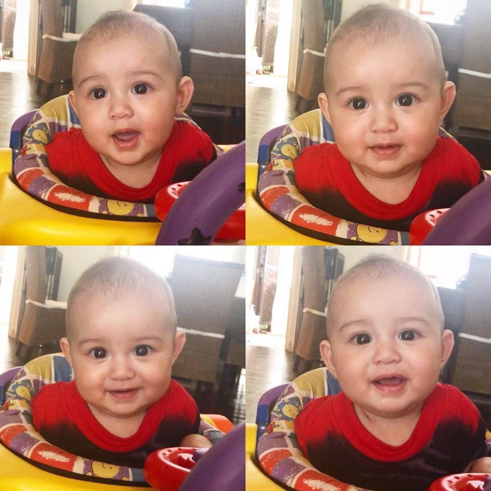10 Aksi lucu baby Xaquil, anak Alessia Cestaro yang punya mata indah