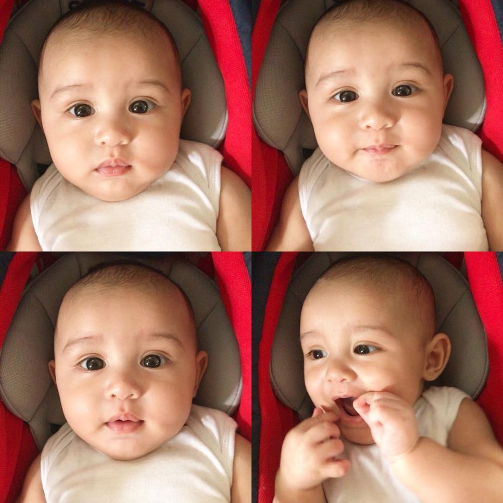 10 Aksi lucu baby Xaquil, anak Alessia Cestaro yang punya mata indah