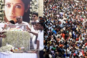 10 Potret prosesi kremasi Sridevi, ribuan orang melepas kepergiannya