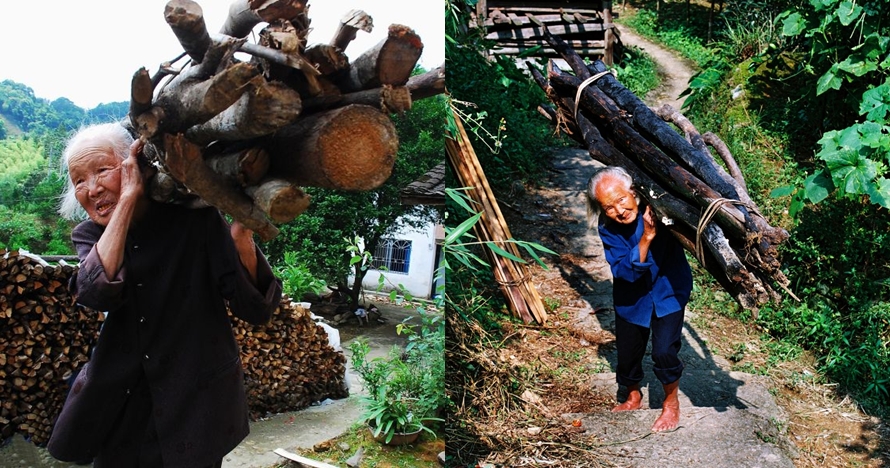 Berusia satu abad, nenek ini kuat gendong kayu naik-turun bukit