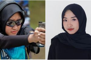 Almaas, model hijaber cantik yang juga atlet menembak