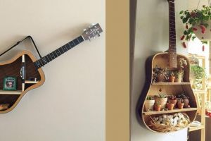 8 Inspirasi rak kece dari gitar bekas, artistik dan unik