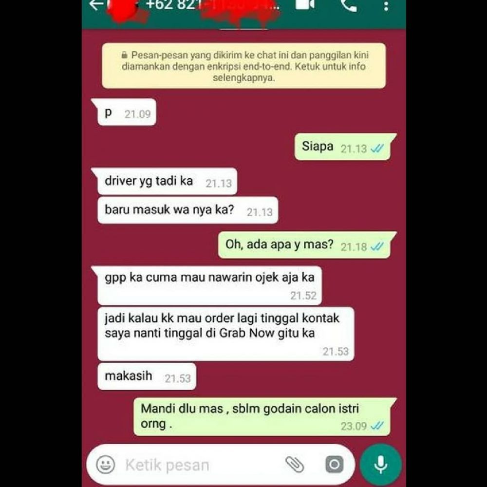 10 Chat driver ojol dan pelanggan mencari cinta ini bikin ngakak