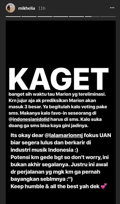 Marion Jola tereliminasi, begini ungkapan kekecewaan teman-teman Idol