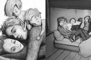 10 Sketsa keluarga bahagia ini bikin baper, jadi rindu sama ayah-ibu