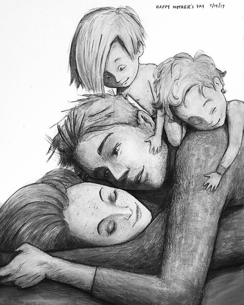 10 Sketsa keluarga bahagia ini bikin baper, jadi rindu sama ayah-ibu