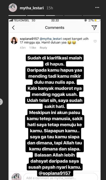 Kesal dituding hamil duluan, ini jawaban menohok Mytha Lestari