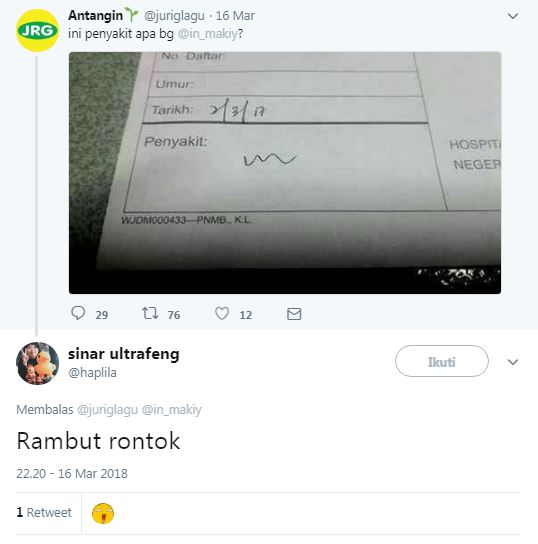 Tulisan diagnosis susah dibaca, 10 tebakan warganet ini ngocol abis