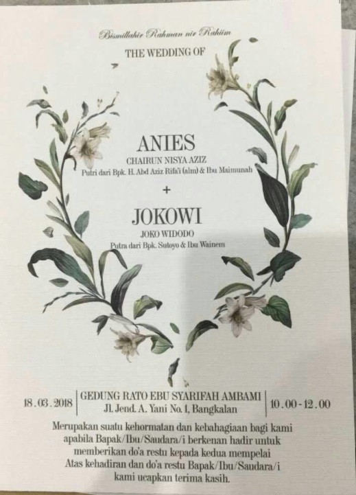 Viral undangan pernikahan Anies & Jokowi, begini cerita mempelainya