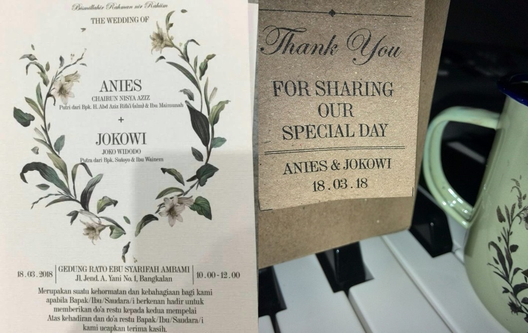 Viral undangan pernikahan Anies & Jokowi, begini cerita mempelainya