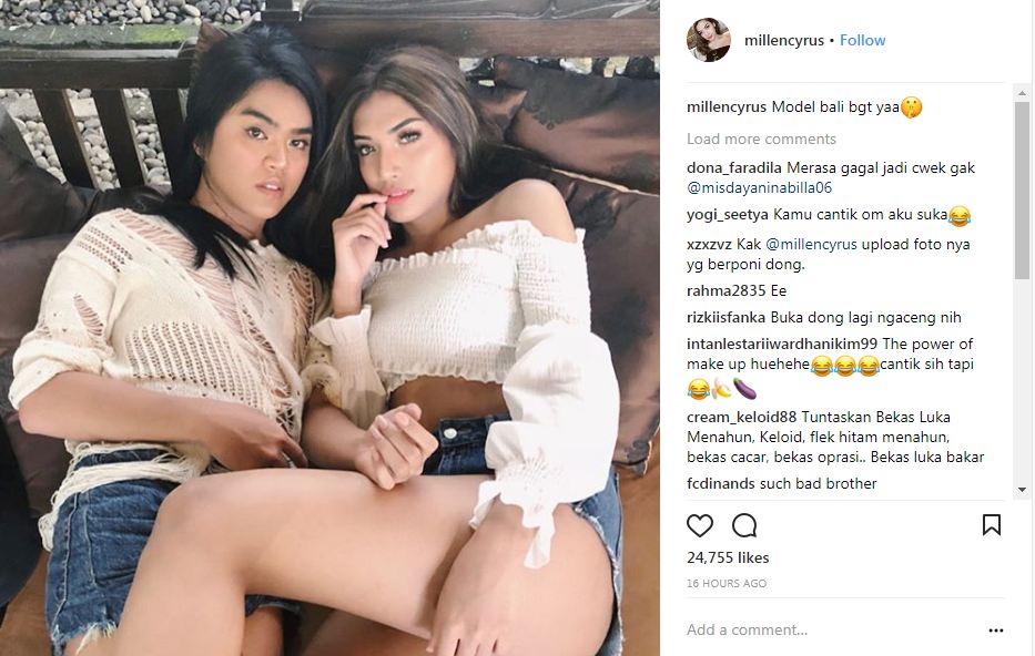 Pose menantang pamer paha mulus, postingan Millen Cyrus tuai cibiran
