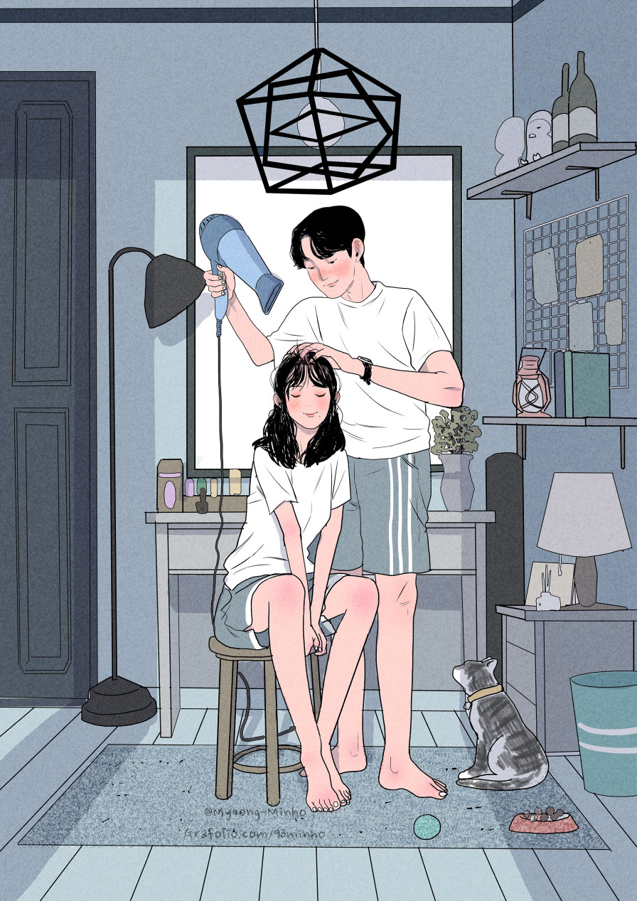 7 Ilustrasi romantisnya selesaikan pekerjaan rumah dengan pasangan